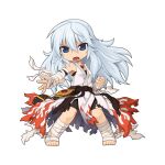  1girl arm_wrap black_shorts blue_eyes breasts championship_belt chibi cleavage clenched_hand full_body grey_hair hair_between_eyes jewelry long_bangs looking_at_viewer necklace official_alternate_costume official_art open_mouth ragnarok_online shirt shorts sidelocks simple_background sleeveless sleeveless_shirt small_breasts smile solo standing sura_(ragnarok_online) tachi-e transparent_background v-shaped_eyebrows white_shirt yuichirou 