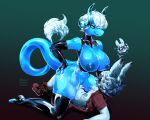 anthro anthro_on_anthro anthro_penetrated anthro_penetrating anthro_penetrating_anthro bestfriendforever big_breasts blue_body blue_eyes bodily_fluids breasts chest_tuft clothing cowgirl_position cum cum_inside dominant dominant_female dragon duo eyewear female female_penetrated fingers from_front_position fur genital_fluids genitals glasses goo_creature hair hi_res horn lagomorph larger_female latex latex_clothing leporid long_tail looking_at_another male male/female male_penetrating male_penetrating_female mammal mythological_creature mythological_scalie mythology nipples on_bottom on_top penetration penis pubes rabbit scalie sex simple_background size_difference smaller_male smile submissive submissive_male tail translucent translucent_body tuft white_body white_fur white_hair