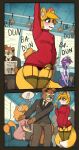 anal anal_masturbation bodily_fluids chastity_cage chastity_device clothed clothing comic crossdressing cum cum_inflation cum_inside fucking_machine genital_fluids girly hi_res husdur inflation machine male masturbation miles_prower public_transportation sega solo sonic_the_hedgehog_(series)