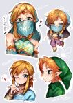 bare_shoulders blonde_hair blowing_kiss blush breath_of_the_wild chibi clothing elf fairy gerudo girly hair hat headgear headwear heart_symbol hi_res humanoid humanoid_pointy_ears hylian light_body light_skin link looking_at_viewer male navi nintendo niyama_n not_furry ocarina_of_time one_eye_closed square_crossover the_legend_of_zelda veil wink young_link