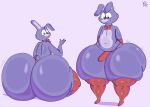 absurd_res anthro big_butt bonnie_(fnaf) butt clothing five_nights_at_freddy&#039;s fur hi_res huge_butt huge_thighs hyper hyper_butt lagomorph leporid male mammal purple_body purple_fur rabbit scottgames simple_background solo thick_thighs thong underwear yoshuacomoyoshu