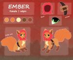 6_tails bag belt brown_body brown_fur canid canine clothing color_swatch colored digital_drawing_(artwork) digital_media_(artwork) ember_(emberumbre) female feral fluffy fox fur generation_1_pokemon gradient_background green_eyes hair hi_res hoodie inner_ear_fluff joeumbre looking_at_viewer looking_away mammal model_sheet multi_tail nintendo orange_body orange_fur outline pokemon pokemon_(species) satchel simple_background smile smiling_at_viewer solo tail topwear tuft vulpix white_body white_fur white_outline