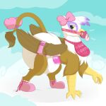 1:1 3_toes accessory avian beak bib big_diaper booties bow_(feature) bow_ribbon brown_body brown_feathers brown_fur brown_tail brown_tail_tuft brown_wings bunnykisses clothing cloud diaper digital_media_(artwork) feathered_wings feathers feet female feral friendship_is_magic fur furgonomics gag gilda_(mlp) glistening glistening_eyes gryphon hasbro hi_res huge_diaper leg_markings markings my_little_pony mythological_avian mythological_creature mythology pacifier pacifier_gag purple_body purple_feathers quadruped ribbons side_view socks_(marking) solo tail tail_accessory tail_bow tail_ribbon tail_tuft toes tuft white_body white_feathers white_fur wings wings_tied yellow_beak yellow_body yellow_eyes