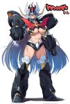  1girl abas collarbone highres humanization long_hair looking_at_viewer mashin mazinger_(series) mazinkaiser mazinkaiser_(robot) mecha mecha_musume navel revealing_clothes robot smile super_robot yamany yellow_eyes 