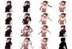  1girl absurdres ahegao bare_shoulders black_dress blush breasts brown_hair cleavage dress embarrassed exploding_clothes facial_tattoo highres huge_breasts large_areolae large_breasts long_hair nani nipples non-web_source open_mouth ponytail puffy_nipples red_eyes sagging_breasts solo tattoo vst 