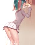  animal_ears ass bangs blush breasts breath brown_shirt clenched_hand dog_ears door faceless faceless_female female from_behind green_hair hand_up have_to_pee highres kasodani_kyouko leaning_forward long_sleeves medium_breasts miniskirt nose_blush open_mouth panties peeing peeing_self pleated_skirt shiny shiny_hair shiny_skin shirt short_hair skirt solo standing sweat textless touhou underwear wet wet_clothes wet_panties white_panties white_skirt yonaga_(masa07240) 