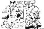 anal anthro balls canid canine critterdome father_(lore) fox genitals hi_res male male/male mammal monochrome parent_(lore) partner_swap penis son_(lore) son_swap tail tail_grab