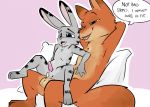  anal anal_penetration anthro anthro_on_anthro big_dom_small_sub blush canine disney duo english_text fox fur grey_fur happy happy_sex jack_savage lagomorph larger_anthro larger_male male male/male mammal nick_wilde nontoxo penetration precum predator/prey rabbit sex size_difference smaller_anthro smaller_male striped_fur stripes text zootopia 