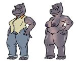 absurd_res common_hippopotamus female furry hi_res hippopotamid mammal mature_female nsfw overweight slightly_chubby