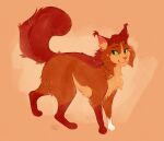 2020 :3 ambiguous_gender digital_media_(artwork) domestic_cat ear_tuft fangs feet felid feline felis female_(lore) feral fluffy fluffy_tail fur green_eyes head_tuft hi_res littlecoyote mammal markings orange_body orange_fur orange_theme paws quadruped smile solo squirrelstar_(warriors) standing tail teeth tuft warm_colors warriors_(book_series) whiskers