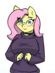 anthro big_breasts blush breasts female fluttershy_(mlp) friendship_is_magic hasbro my_little_pony pace-maker solo wide_hips