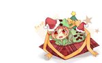  blush chibi christmas creeper fang minecraft red_eyes red_hair tosura-ayato white 