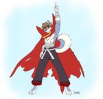  2011 canine cape clothing color darmikau dog eyewear fanart gurren_lagann hair husky kamina looking_at_viewer male solo tengen_toppa_gurren_lagann 