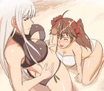  alicia_melchiott bikini cum cum_on_hair facial futa_on_female futa_with_female futanari grey_hair long_hair marnic penis selvaria_bles senjou_no_valkyria senjou_no_valkyria_1 shore swimsuit uncensored 