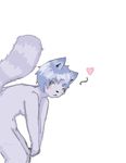  &hearts; &lt;3 anthro bent bent_over bipedal blue_ears blue_eyebrows blue_fur blue_hair blush blush_stickers cat clasped_hands convenient_censorship cute digital_painting_(art) etchi eyes feline forgottenhusky_(artist) fur green green_eyes hair hesitant hiding looking_at_viewer mammal momo nude over pictographics plain_background purple purple_fur purple_markings ring ringed_tail shy side_view sketch solo standing sweet tail three-quarter_portrait unsure white_background 