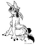  anthro avencri bandanna black_and_white breasts butt donkey equine female hooves line_art looking_at_viewer looking_back mammal molly_(alex_spastic) monochrome plain_background solo tail white_background 
