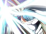  bad_id bad_pixiv_id blue_eyes blue_hair electricity fumei_(mugendai) gloves kamen_rider kamen_rider_blade kamen_rider_blade_(series) mahou_shoujo_madoka_magica miki_sayaka parody short_hair solo sword weapon wings 