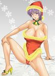  ayane_(doa) breasts cameltoe cleavage dead_or_alive large_breasts minpei_ichigo santa_costume shiny shiny_skin solo spread_legs 