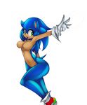  breasts butt crossgender female green_eyes happy hedgehog mammal nude plain_background sega shoes solo sonic_(series) sonic_the_hedgehog tail white_background 