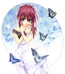  bug butterfly chikage_(sister_princess) dress highres insect purple_eyes purple_hair sister_princess smile solo tenhiro_naoto 