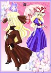  blonde_hair crossover flower hat highres multiple_girls pokemon purple_eyes ribbon shirona_(pokemon) touhou umbrella yakumo_yukari yellow_eyes 