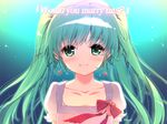  bad_id bad_pixiv_id blush bow earrings face green_eyes green_hair hatsune_miku jewelry long_hair shirahane_nao smile solo tears twintails vocaloid 