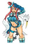  blue_eyes fuuro_(pokemon) gen_5_pokemon gloves gym_leader hair_ornament midriff navel poke_ball pokemon pokemon_(creature) pokemon_(game) pokemon_bw rape_face red_hair short_shorts shorts swanna tagane 