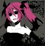  bad_id bad_pixiv_id bare_shoulders black_sclera bow chibii elbow_gloves fangs gloves hollow_eyes pink_hair shiki shimizu_megumi sleeveless smile solo twintails 