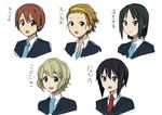  5boys akiyama_mio angry black_eyes black_hair blonde_hair blue_eyes brown_eyes brown_hair frown genderswap hair_ornament hairband hairclip happy headband hirasawa_yui k-on! kotobuki_tsumugi multiple_boys nakano_azusa necktie open_mouth school_uniform short_hair tainaka_ritsu tie 