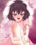  animal_ears bad_id bad_pixiv_id barefoot black_hair blush bunny_ears feet inaba_tewi legs naughty_face open_mouth red_eyes ryu-tan short_hair solo sweat touhou 