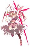  bad_id bad_pixiv_id blonde_hair flandre_scarlet hat ponytail red_eyes sakurame short_hair side_ponytail solo thighhighs touhou wings 