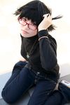  cosplay denim glasses highres hunter_x_hunter jeans naito pants photo shizuku shizuku_(hunter_x_hunter) turtleneck 