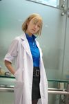  akagi_ritsuko blonde_hair cosplay labcoat manami neon_genesis_evangelion photo 