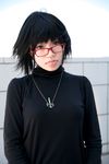  cosplay denim glasses highres hunter_x_hunter jeans naito pants photo shizuku shizuku_(hunter_x_hunter) turtleneck 