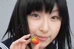 awatsuki_anzu cosplay food fruit ichigo_100 ichigo_100_percent photo school_uniform serafuku strawberry toujou_aya 