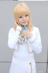  blonde_hair cosplay kneehighs konohana_hikari konohana_hikari_(cosplay) photo school_uniform serafuku strawberry_panic strawberry_panic! suzuran_ousaka 