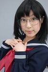  awatsuki_anzu cosplay glasses ichigo_100 ichigo_100_percent photo school_uniform serafuku toujou_aya 