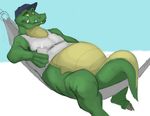  bottomless canson chubby clothed clothing half-dressed hammock hat lazy male overweight reptile scalie solo thick_tail 
