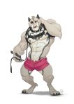  2019 abs anthro biceps clothed clothing digital_media_(artwork) felid feline fur furrybob hair hi_res male mammal muscular muscular_male nipples pecs shorts simple_background solo standing toes white_background 