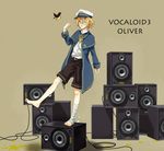  bandages barefoot bird blonde_hair hat james_(vocaloid) male_focus oliver_(vocaloid) one_eye_covered sailor_hat shorts smile solo speaker vocaloid yellow_eyes 