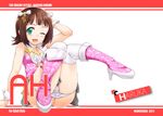  1girl amami_haruka ass boots breasts idolmaster mamezou panties panty_pull pussy_peek small_breasts solo underwear upskirt wink 