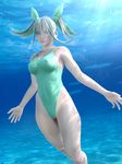  3d blonde_hair blue_eyes breasts covered_nipples freediving highleg highleg_swimsuit incise_soul m-rs medium_breasts one-piece_swimsuit ribbon rukia_(incise_soul) solo swimming swimsuit twintails underwater 