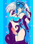  &lt;3 angel_wings big_breasts blue_eyes blue_hair blush breast_grab breast_squeeze breasts cute dickgirl dong erected erection eyewear goggles hair hard hean hearts human intersex large long_hair mammal navel nipples penis smile solo striped_background striped_underwear tentacles vonderdevil wings 