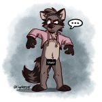  bottomless censored clothed clothing dialogue mammal meme procyonid raccoon tinydeerguy twitter_hoodie 