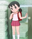  backpack bad_id bad_pixiv_id bag black_hair brown_eyes camisole child doraemon minamoto_shizuka randoseru rico_(jackdoa) short_hair short_twintails skirt solo twintails 