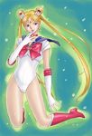  bishoujo_senshi_sailor_moon blonde_hair blue_eyes blue_sailor_collar boots bow choker earrings full_body gloves jewelry knee_boots legs leotard lips locket long_hair necklace pantyhose pendant red_bow red_choker sailor_collar sailor_moon sailor_senshi_uniform sheer_legwear solo tiara tsukino_usagi twintails uraharukon very_long_hair white_gloves 