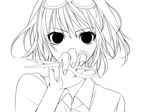  bad_id bad_pixiv_id goggles goggles_on_head greyscale gumi kanae_(aab) lineart monochrome mosaic_roll_(vocaloid) scissors solo transparent_background vocaloid 