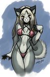 annie bikini bikni breasts canine clothed clothing collar dog female grin husky jeso looking_at_viewer mammal skimpy solo standing swimsuit wide_hips 