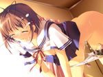  breasts censored clannad cum furukawa_nagisa mikeou panty_pull seifuku shirt_lift vibrator 