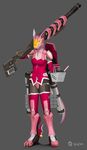  armor breasts detailed female front fur gatling_gun grey_background grey_fur gun gun_sniper hornedstorm hornystorm machine mechanical pink pink_clothing plain_background ranged_weapon robot small_breasts solo visor weapon zoid zoids 